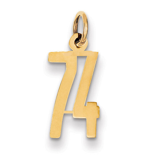 Number 74 Charm 14k Gold Small Polished Elongated LES74
