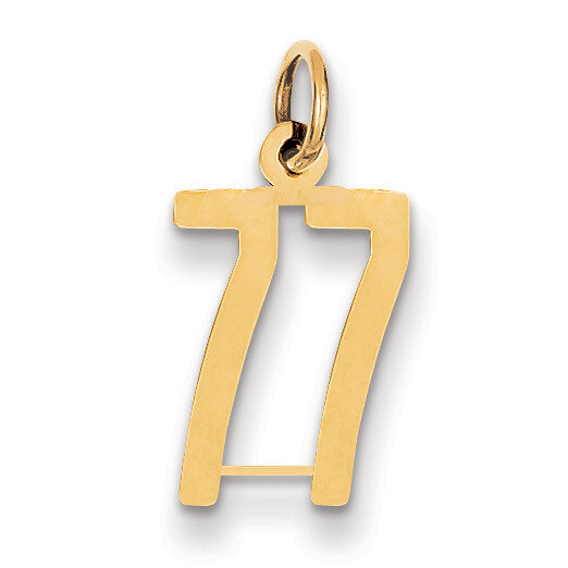 Number 77 Charm 14k Gold Small Polished Elongated LES77, MPN: LES77, 883957132792