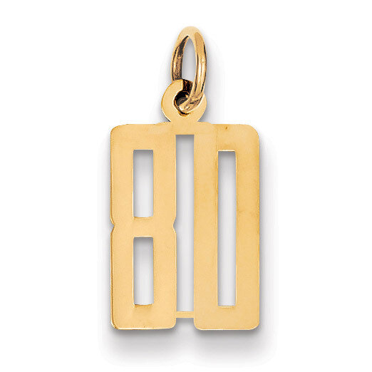 Number 80 Charm 14k Gold Small Polished Elongated LES80