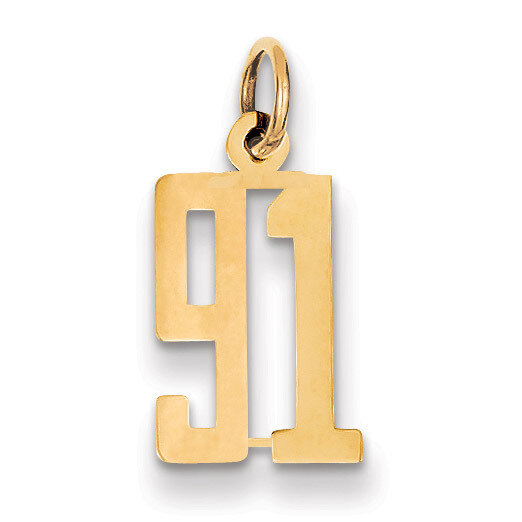 Number 91 Charm 14k Gold Small Polished Elongated LES91, MPN: LES91, 883957317823