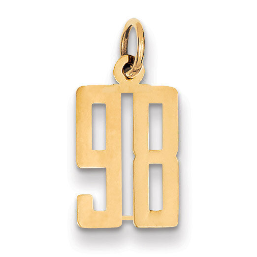 Number 98 Charm 14k Gold Small Polished Elongated LES98, MPN: LES98, 883957219264