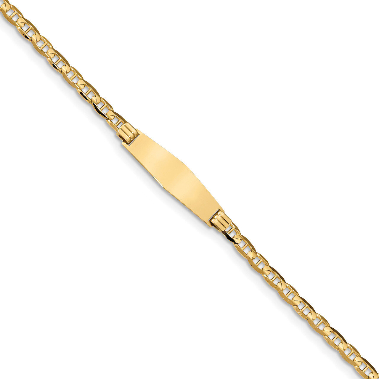7 Inch Anchor Link Soft Diamond Shape ID Bracelet 14k Gold LID60C-7