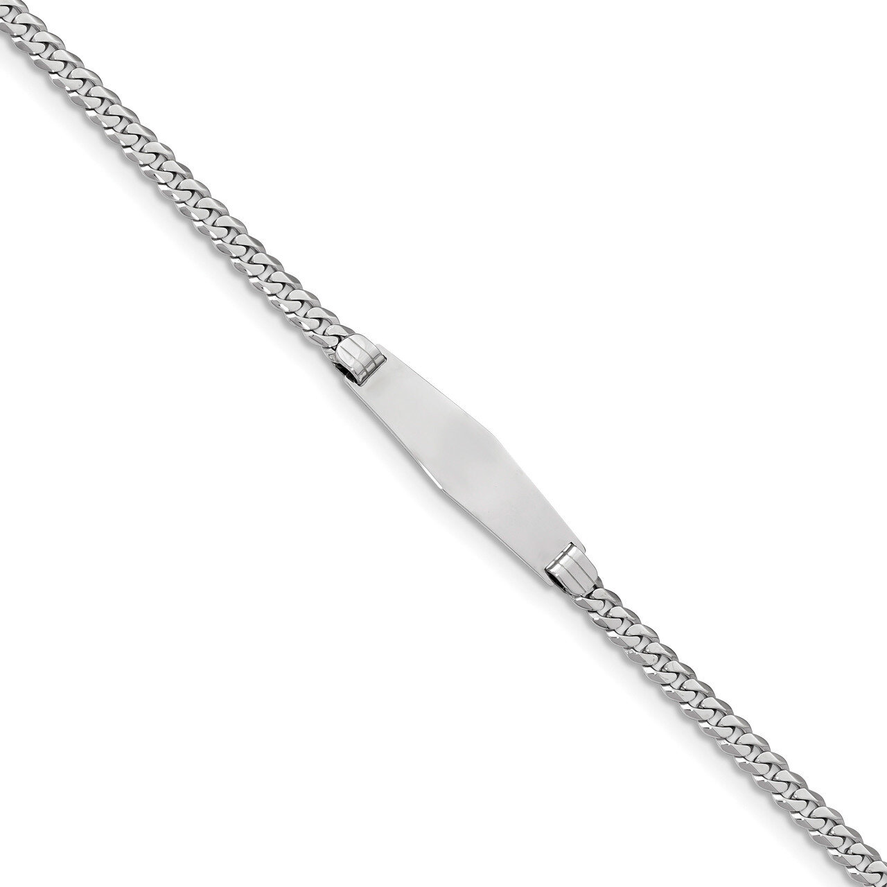 7 Inch Flat Curb Link Soft Diamond Shape ID Bracelet 14k white Gold LID61CW-7, MPN: LID61CW-7, 8839…