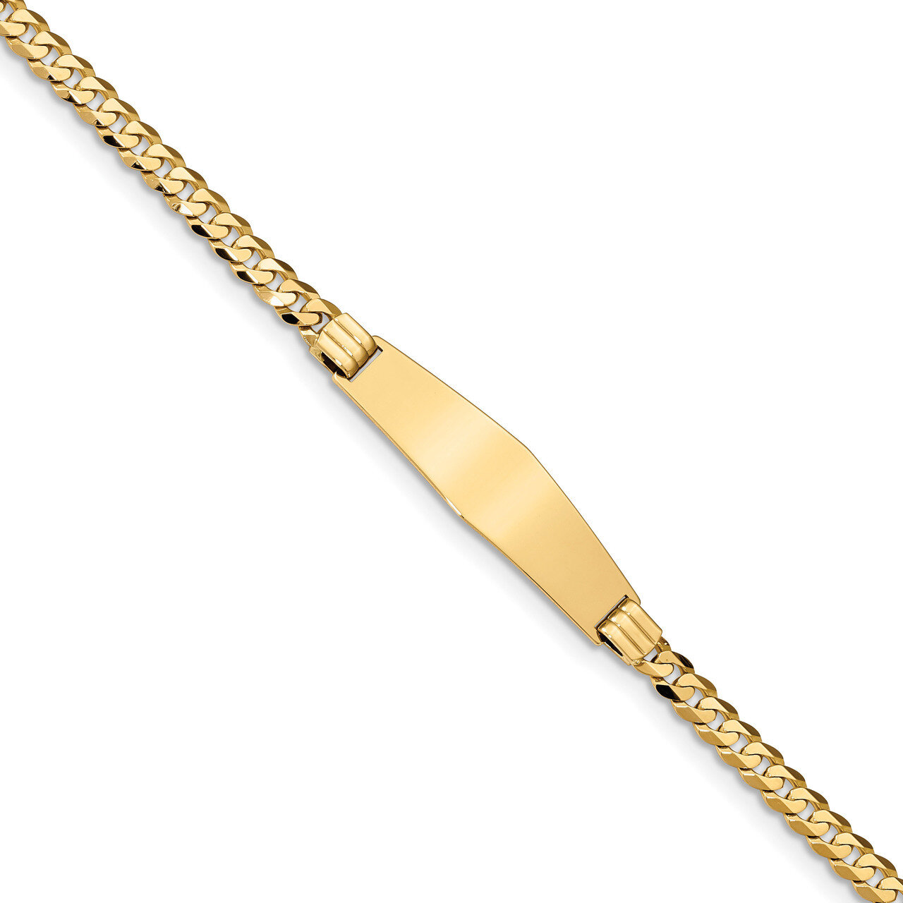 Curb Link Soft Diamond Shape ID Bracecet 14k Gold LID62C-8, MPN: LID62C-8, 883957314679