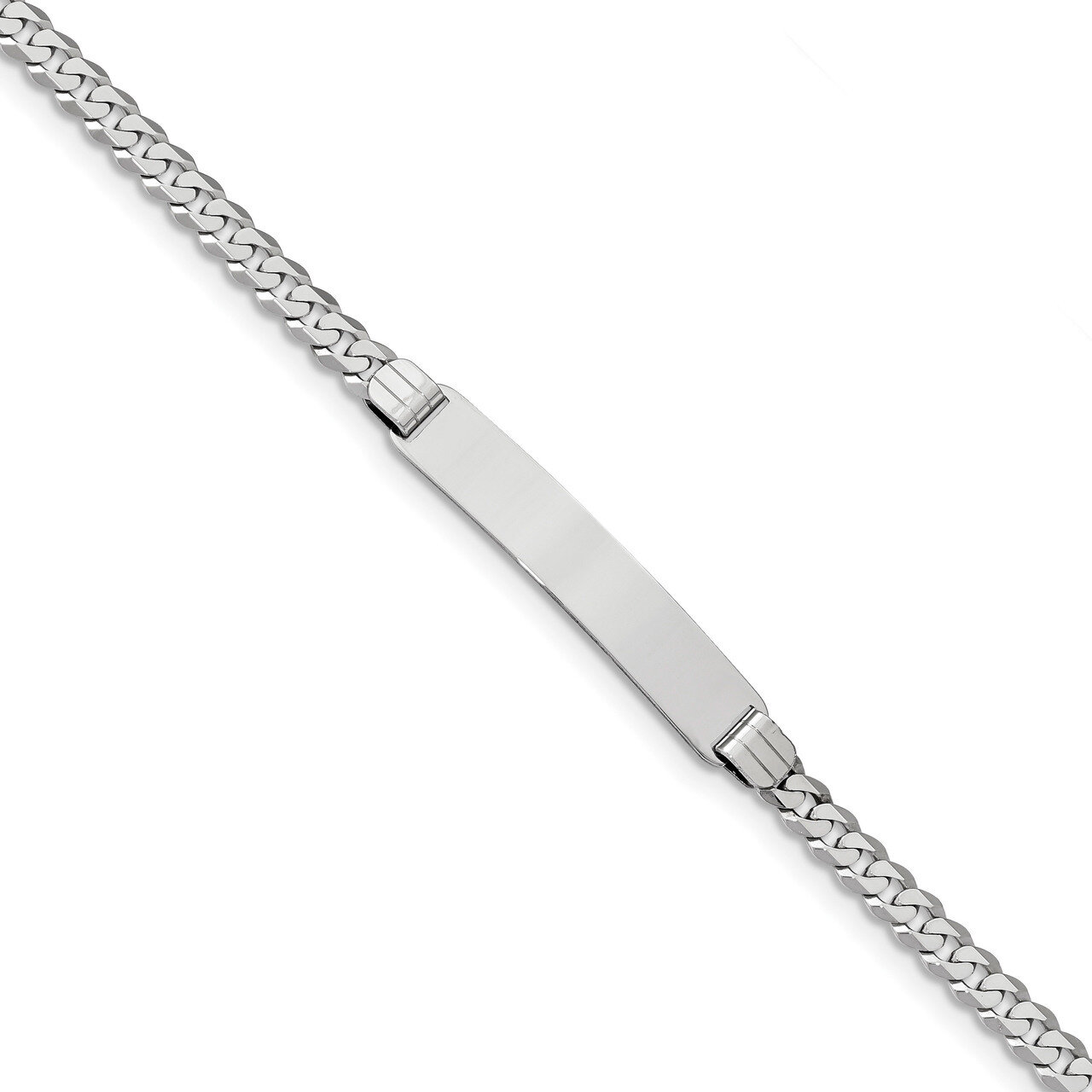 8 Inch Flat Curb Link ID Bracelet 14k white Gold LID62W-8, MPN: LID62W-8, 883957761619