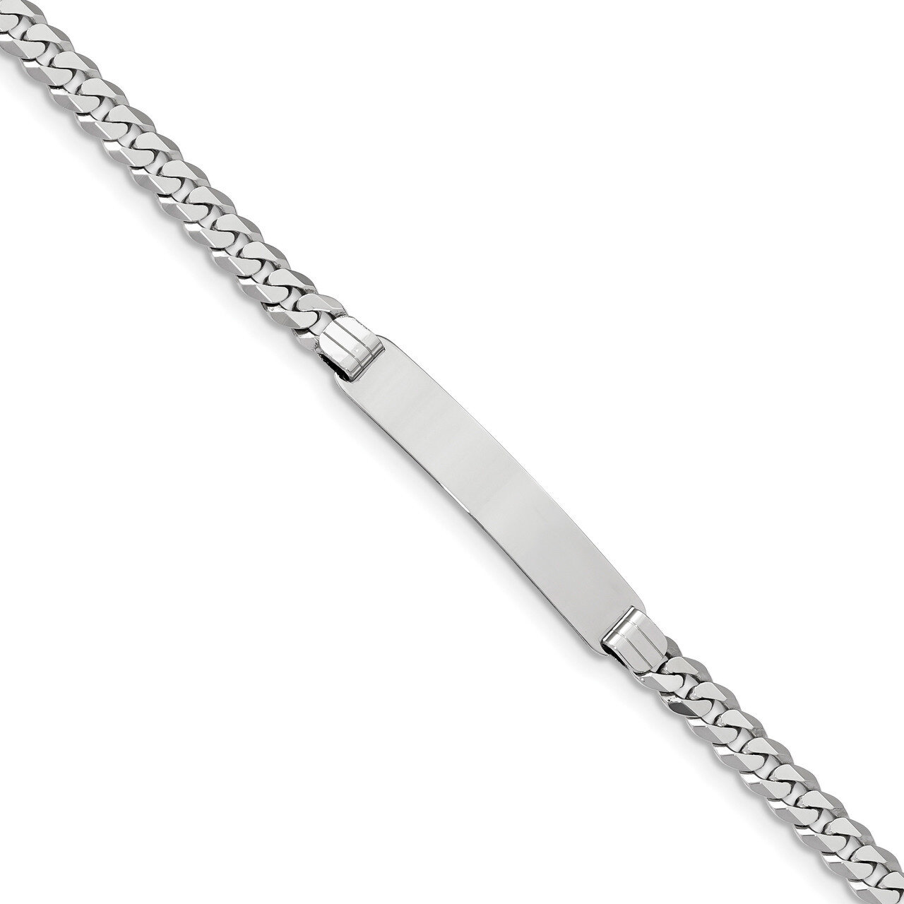 8 Inch Flat Curb Link ID Bracelet 14k white Gold LID63W-8