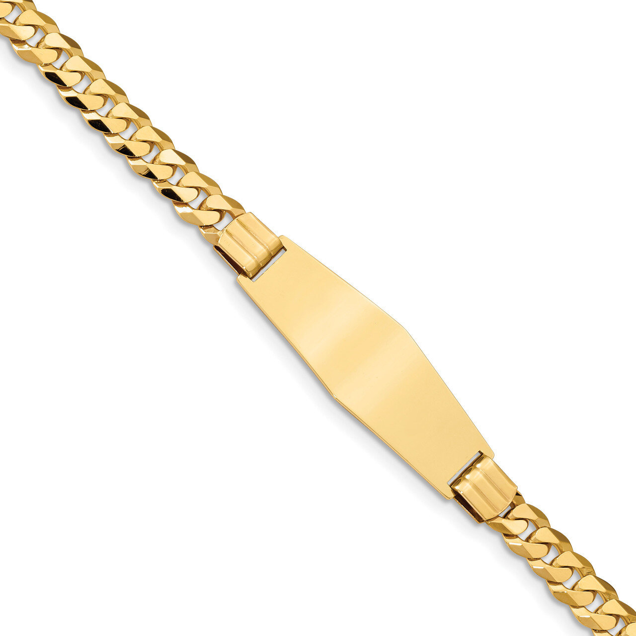 7 Inch Curb Link Soft Diamond Shape ID Bracelet 14k Gold LID65C-7, MPN: LID65C-7, 883957581262
