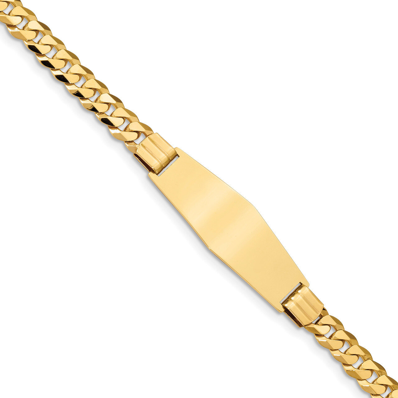 8 Inch Curb Link Soft Diamond Shape ID Bracelet 14k Gold LID65C-8