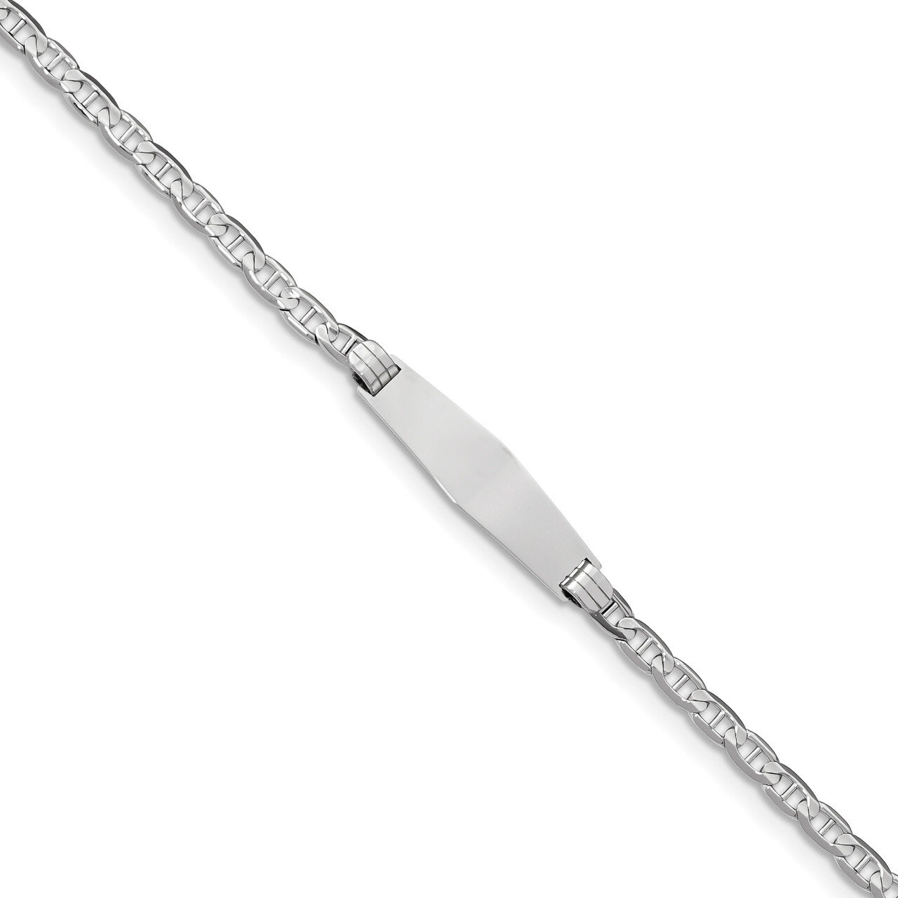 7 Inch Anchor Link Soft Diamond Shape ID Bracelet 14k white Gold LID67CW-7, MPN: LID67CW-7, 8839575…