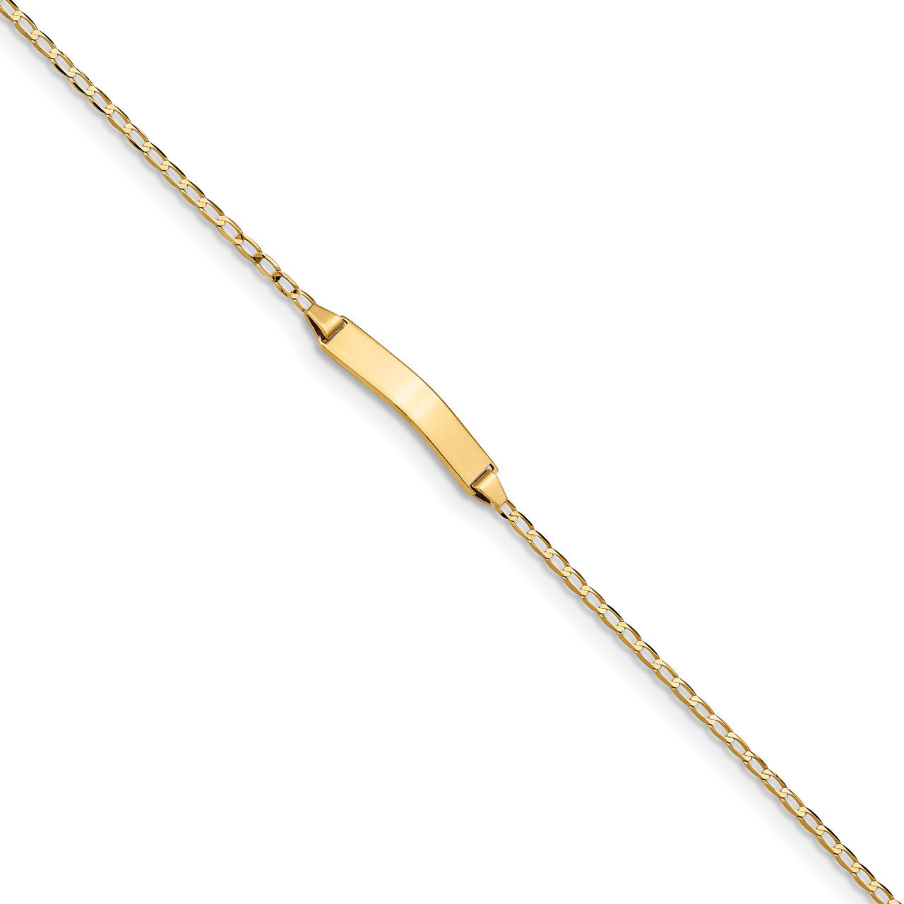 7 Inch Flat Curb Link ID Bracelet 14k Gold LID69-7
