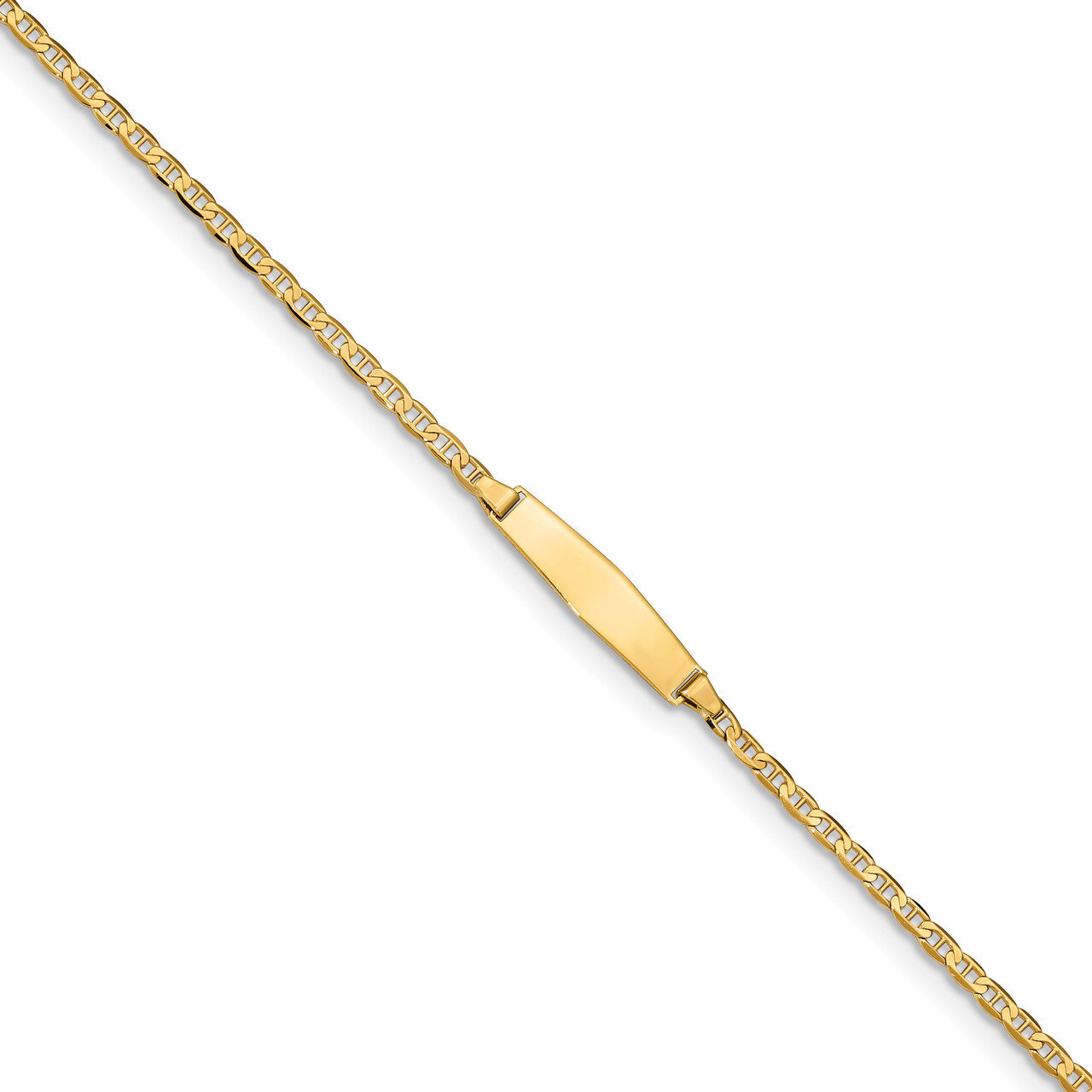 7 Inch Flat Anchor Link Soft Diamond Shape ID Bracelet 14k Gold LID71C-7, MPN: LID71C-7, 8839578378…