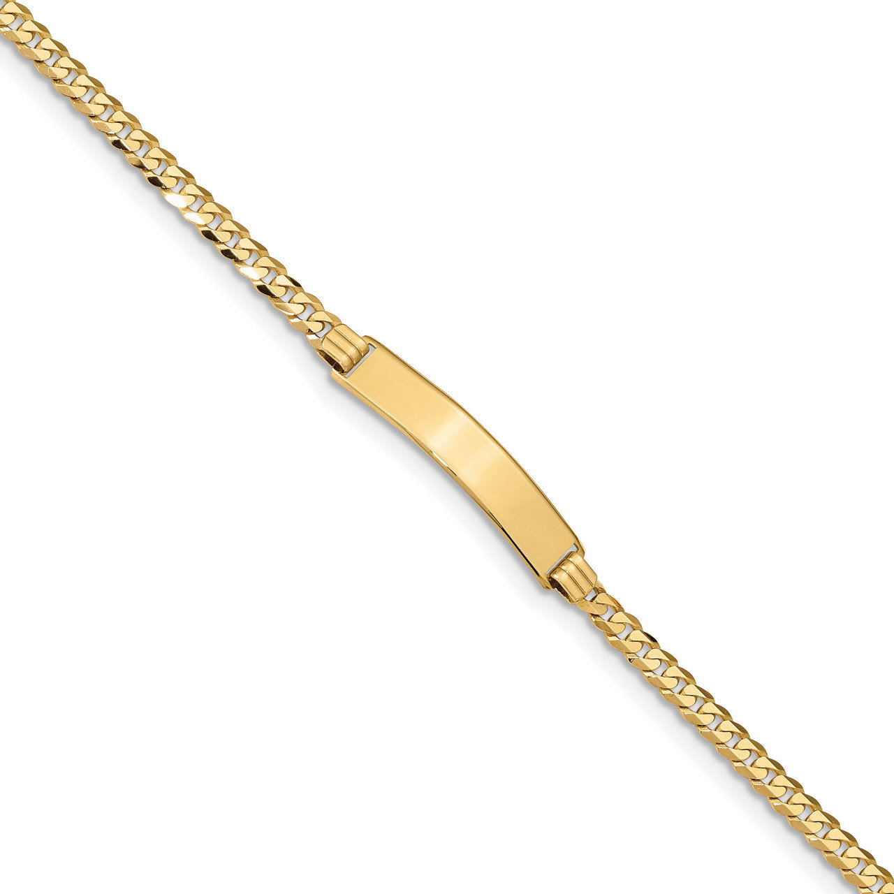 7 Inch Flat Curb Link ID Bracelet 14k Gold LID73-7