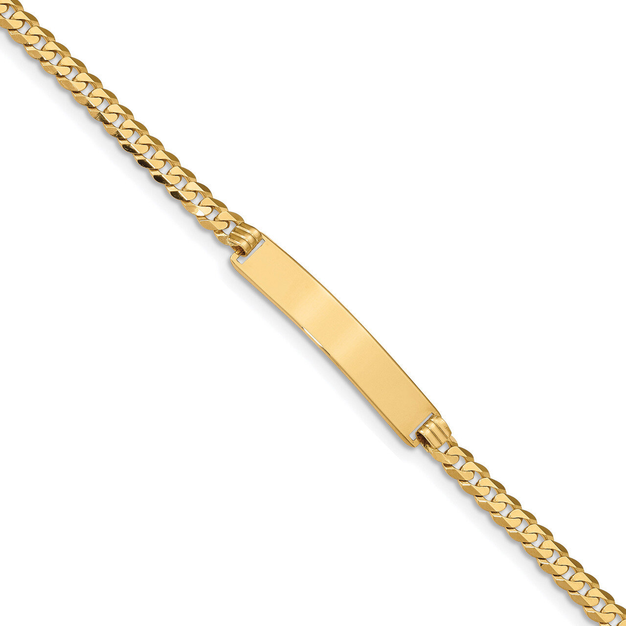 8 Inch Flat Curb Link ID Bracelet 14k Gold LID74-8, MPN: LID74-8, 883957581323