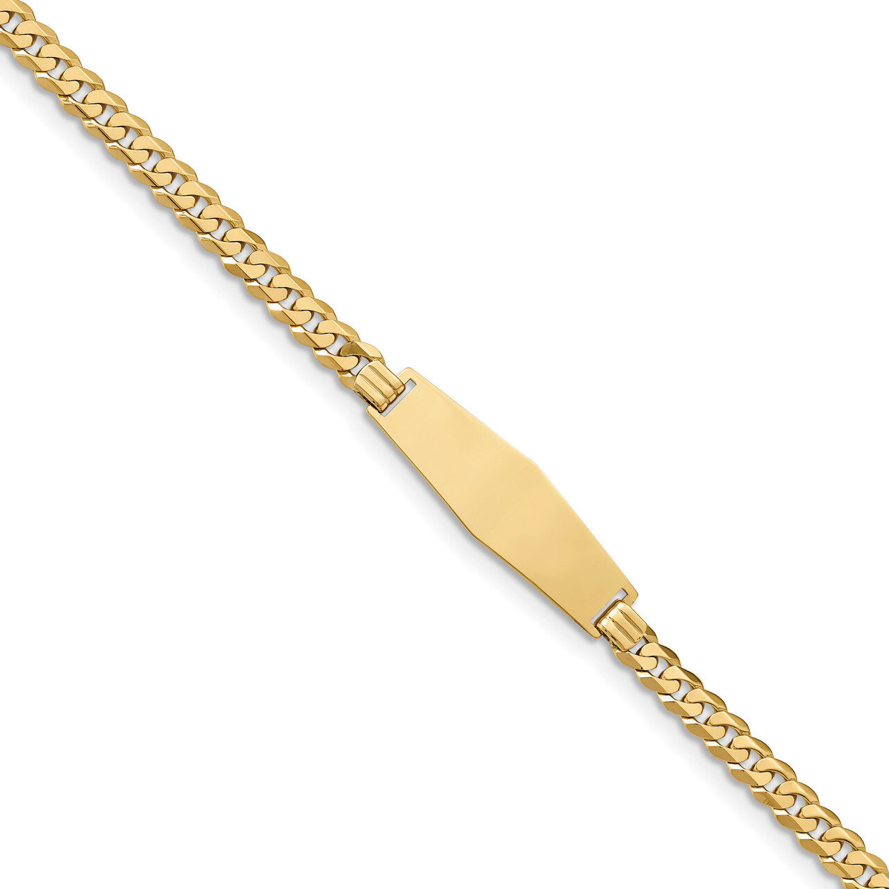 8 Inch Flat Curb Link Soft Diamond Shape ID Bracelet 14k Gold LID74C-8, MPN: LID74C-8, 883957581347