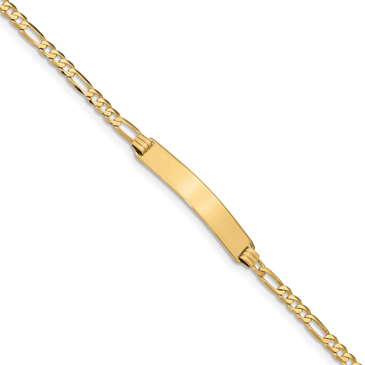 8 Inch Flat Figaro Link ID Bracelet 14k Gold LID75-8