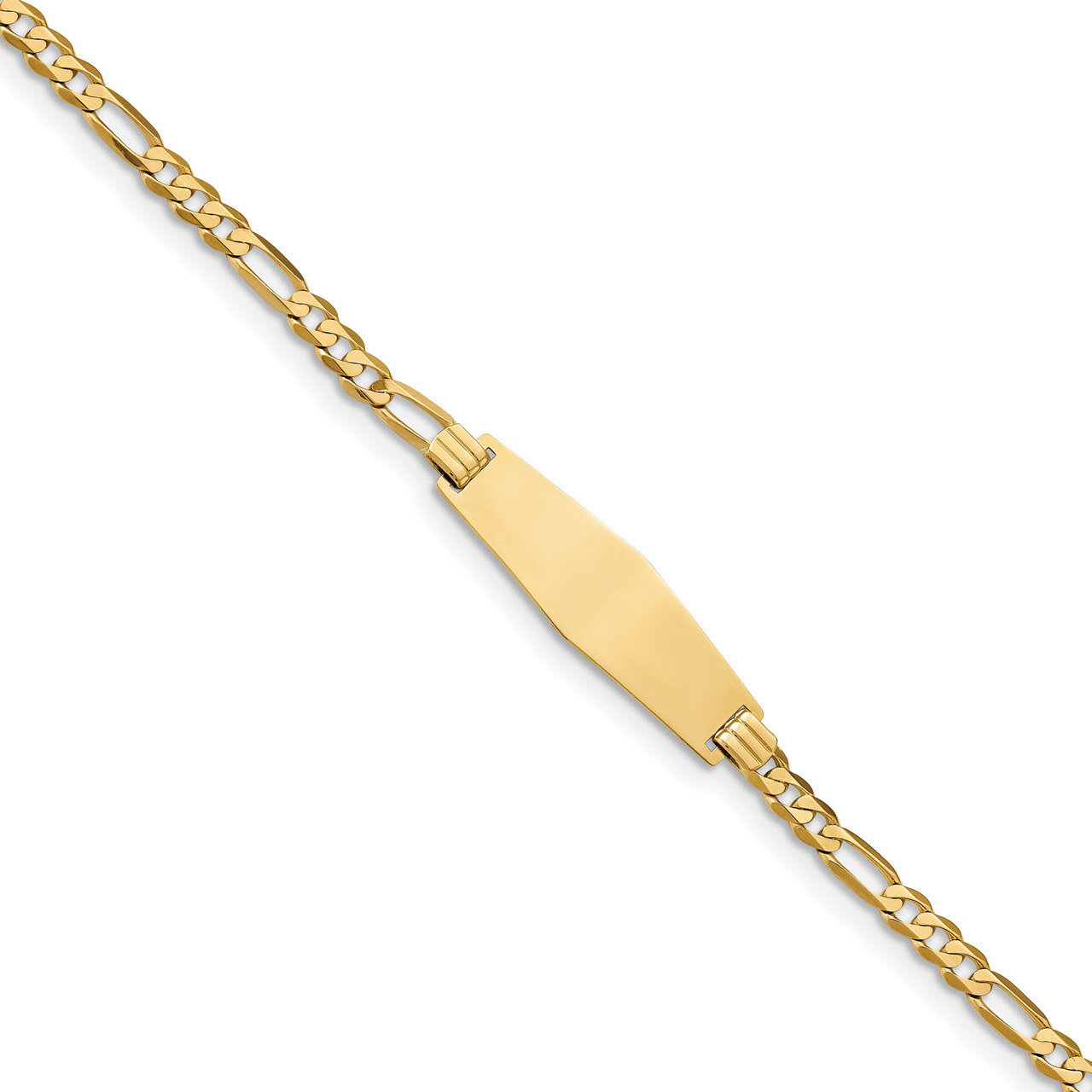 8 Inch Flat Figaro Link Soft Diamond Shape ID Bracelet 14k Gold LID75C-8, MPN: LID75C-8, 8839577233…