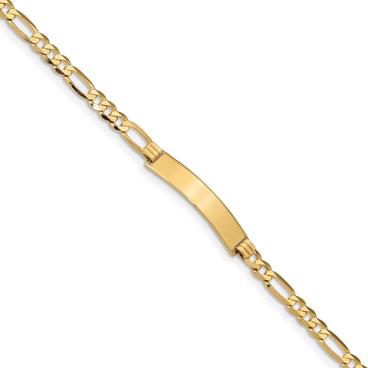 7 Inch Flat Figaro Link ID Bracelet 14k Gold LID76-7