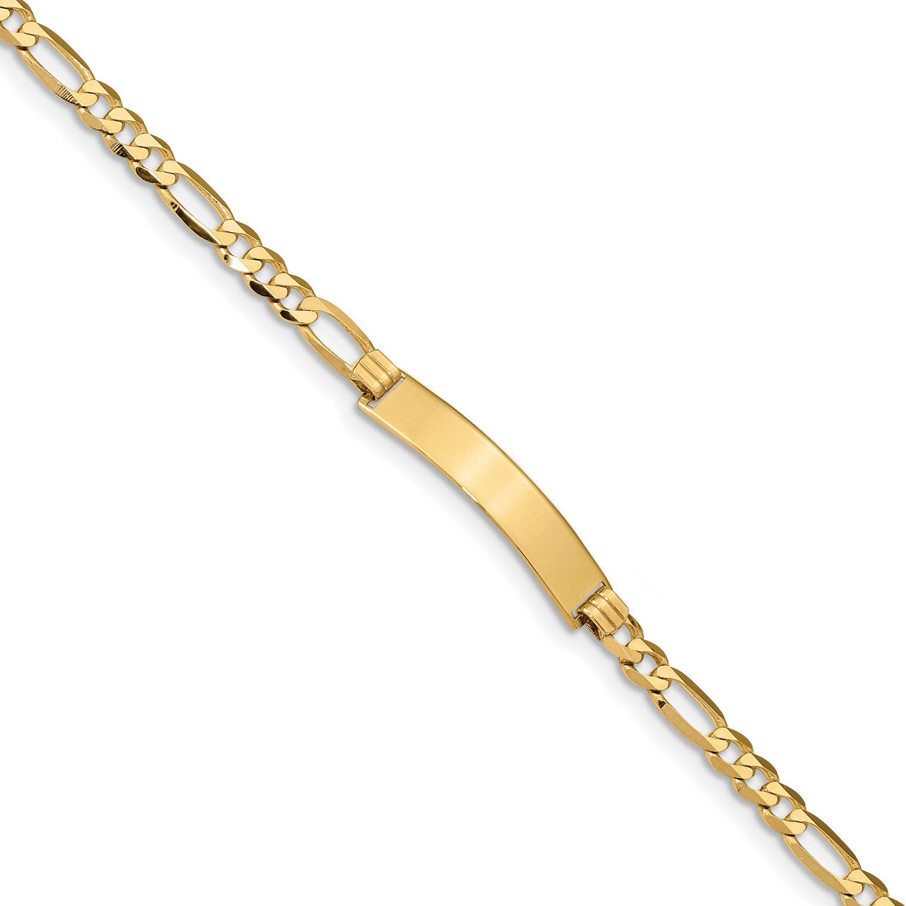 8 Inch Flat Figaro Link ID Bracelet 14k Gold LID76-8, MPN: LID76-8, 883957825403