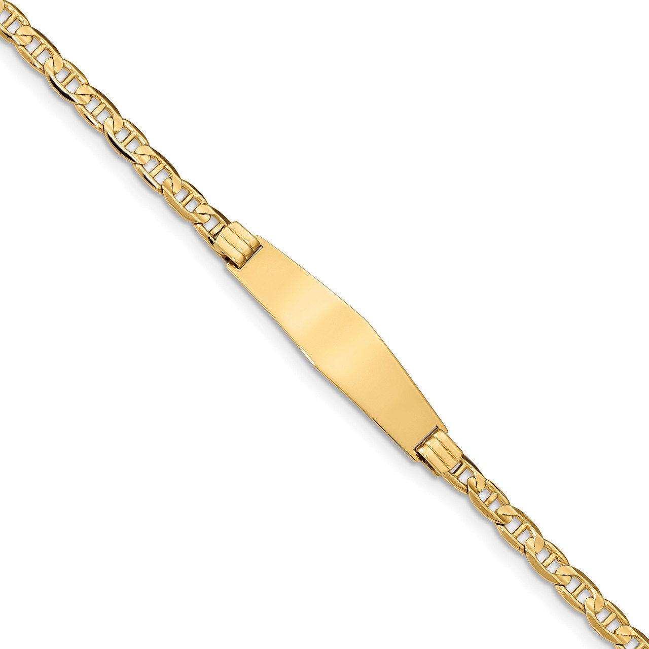 8 Inch Anchor Link Soft Diamond Shape ID Bracelet 14k Gold LID77C-8