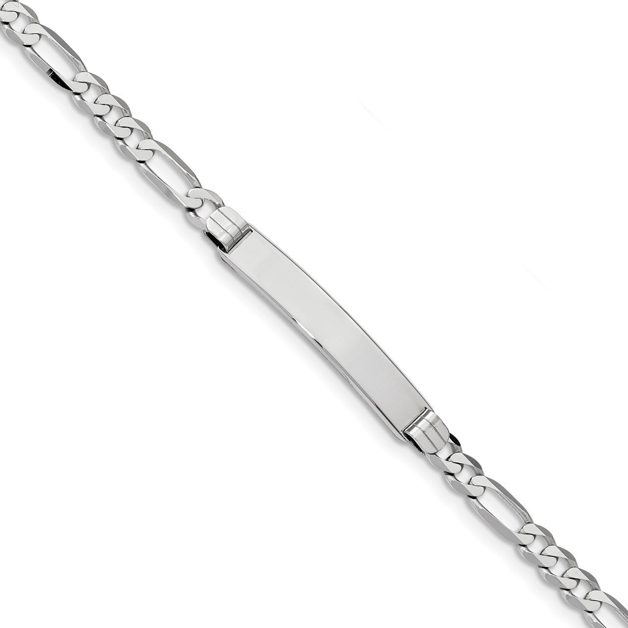 7 Inch Figaro Link ID Bracelet 14k white Gold LID78W-7, MPN: LID78W-7, 883957761732