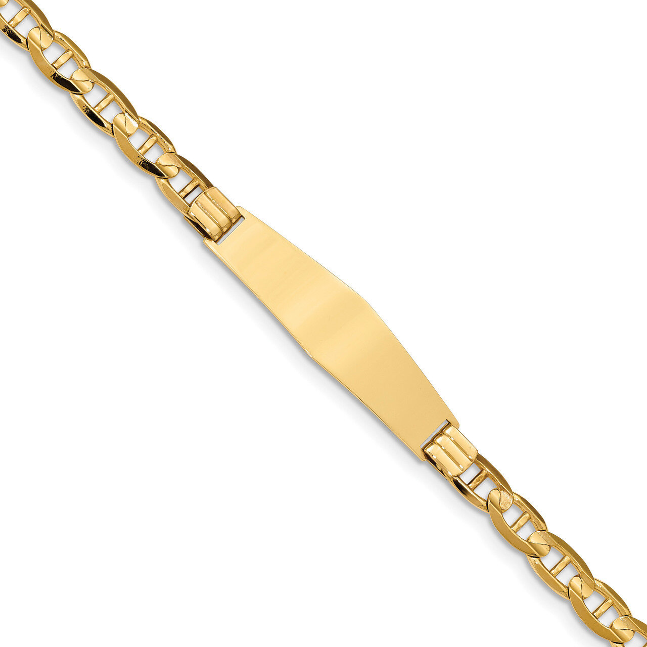 7 Inch Anchor Link Soft Diamond Shape ID Bracelet 14k Gold LID79C-7