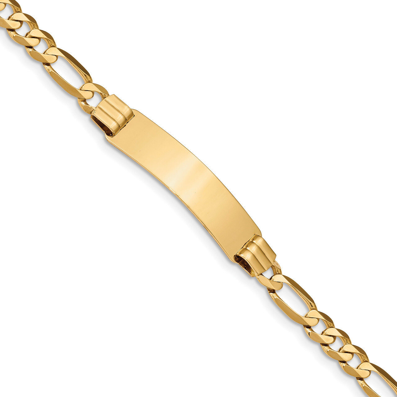 8 Inch Flat Figaro Link ID Bracelet 14k Gold LID81-8, MPN: LID81-8, 883957920511