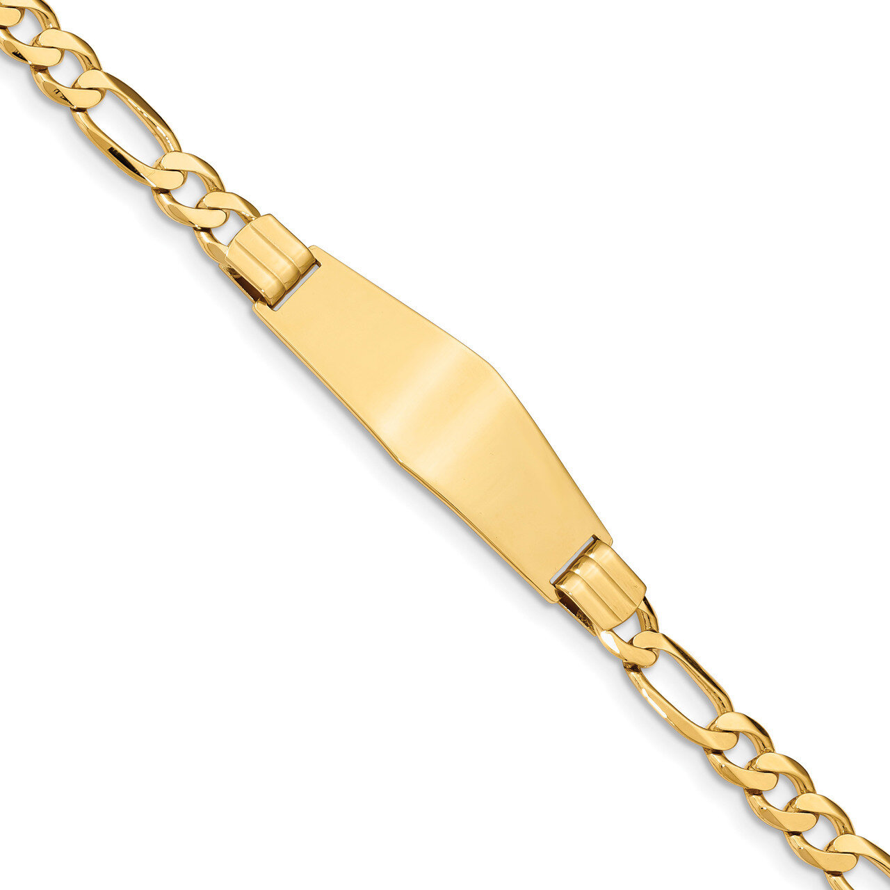 8 Inch Flat Figaro Link Soft Diamond Shape ID Bracelet 14k Gold LID81C-8, MPN: LID81C-8, 8839578254…