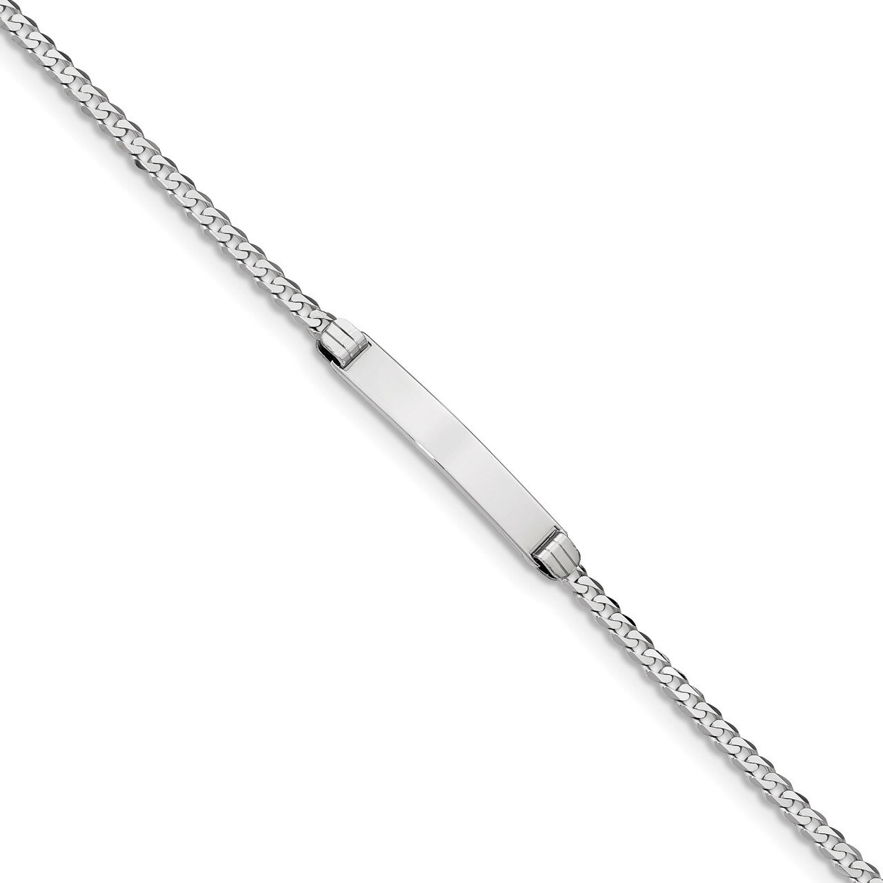 7 Inch Flat Curb Link ID Bracelet 14k white Gold LID83W-7, MPN: LID83W-7, 883957723891