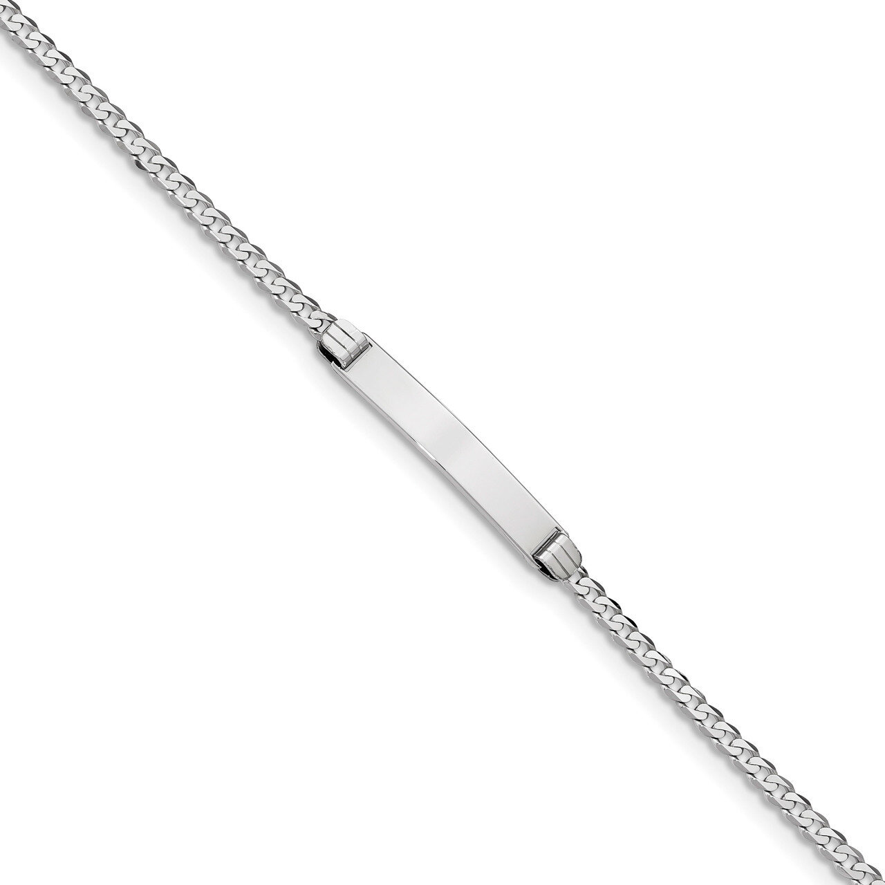 8 Inch Flat Curb Link ID Bracelet 14k white Gold LID83W-8
