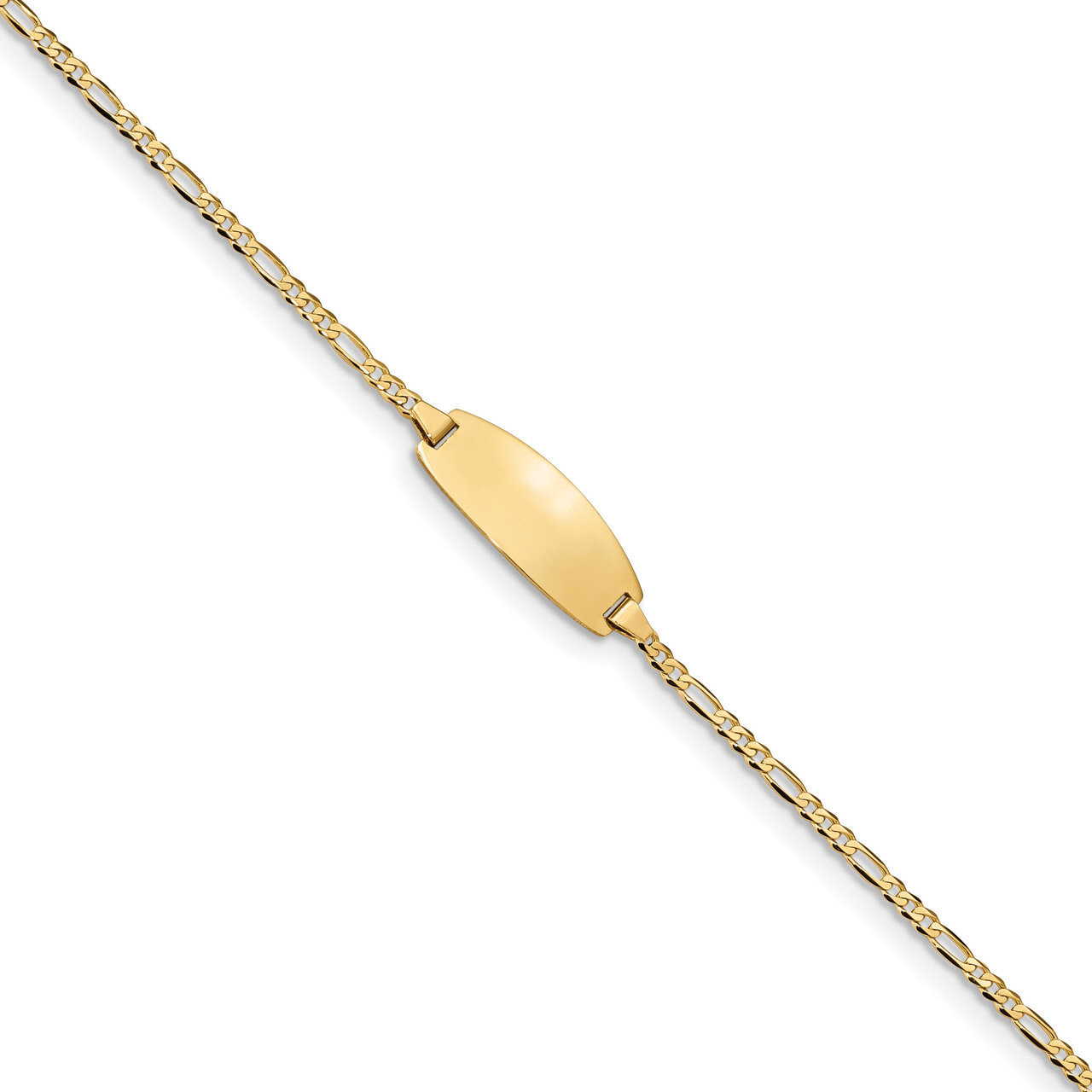 7 Inch Oval ID Figaro Bracelet 14k Gold LID84-7, MPN: LID84-7, 883957315171