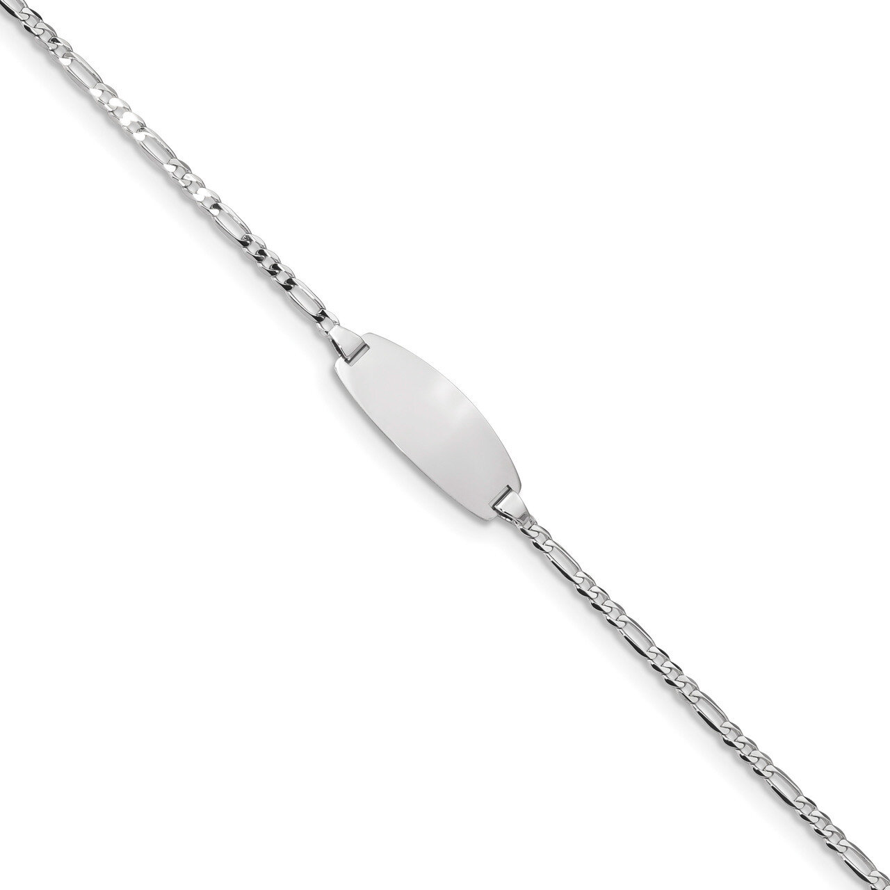 7 Inch Oval ID Figaro Bracelet 14k white Gold LID84W-7, MPN: LID84W-7, 883957724096