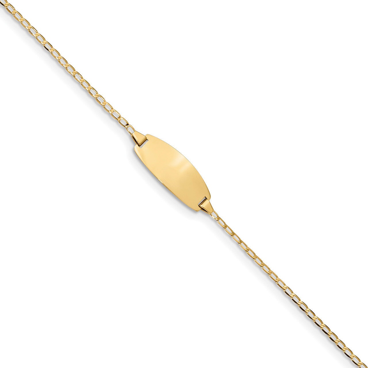 5.5 Inch Oval ID Curb Bracelet 14k Gold LID85-5.5