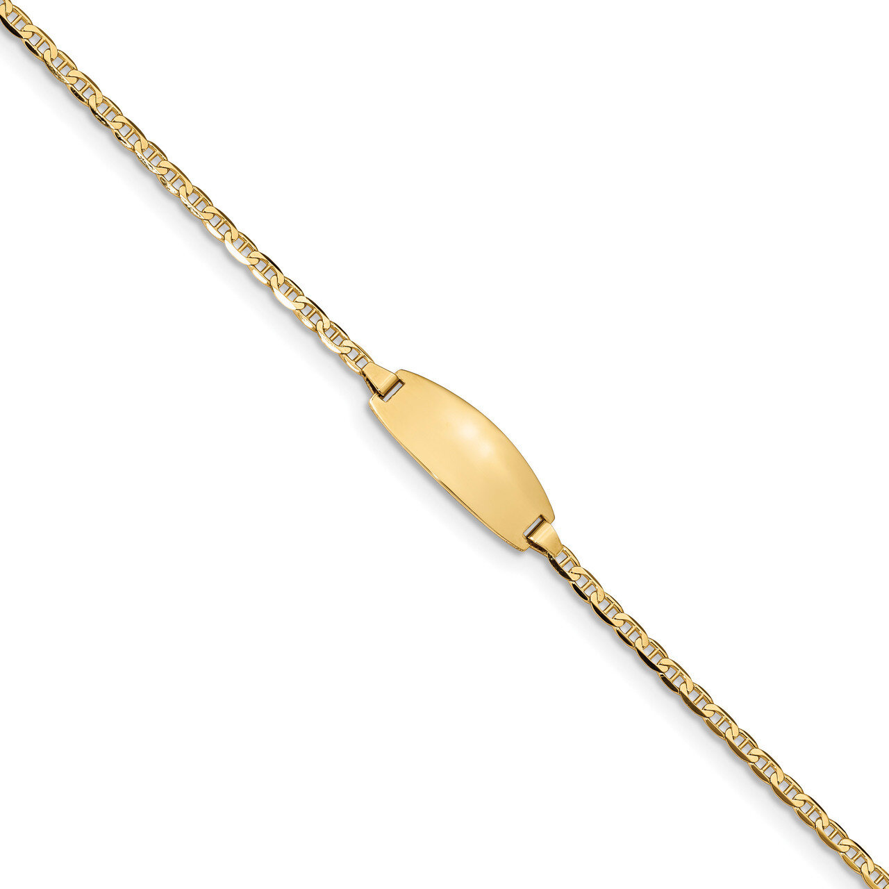 5.5 Inch Oval ID Anchor Bracelet 14k Gold LID86-5.5