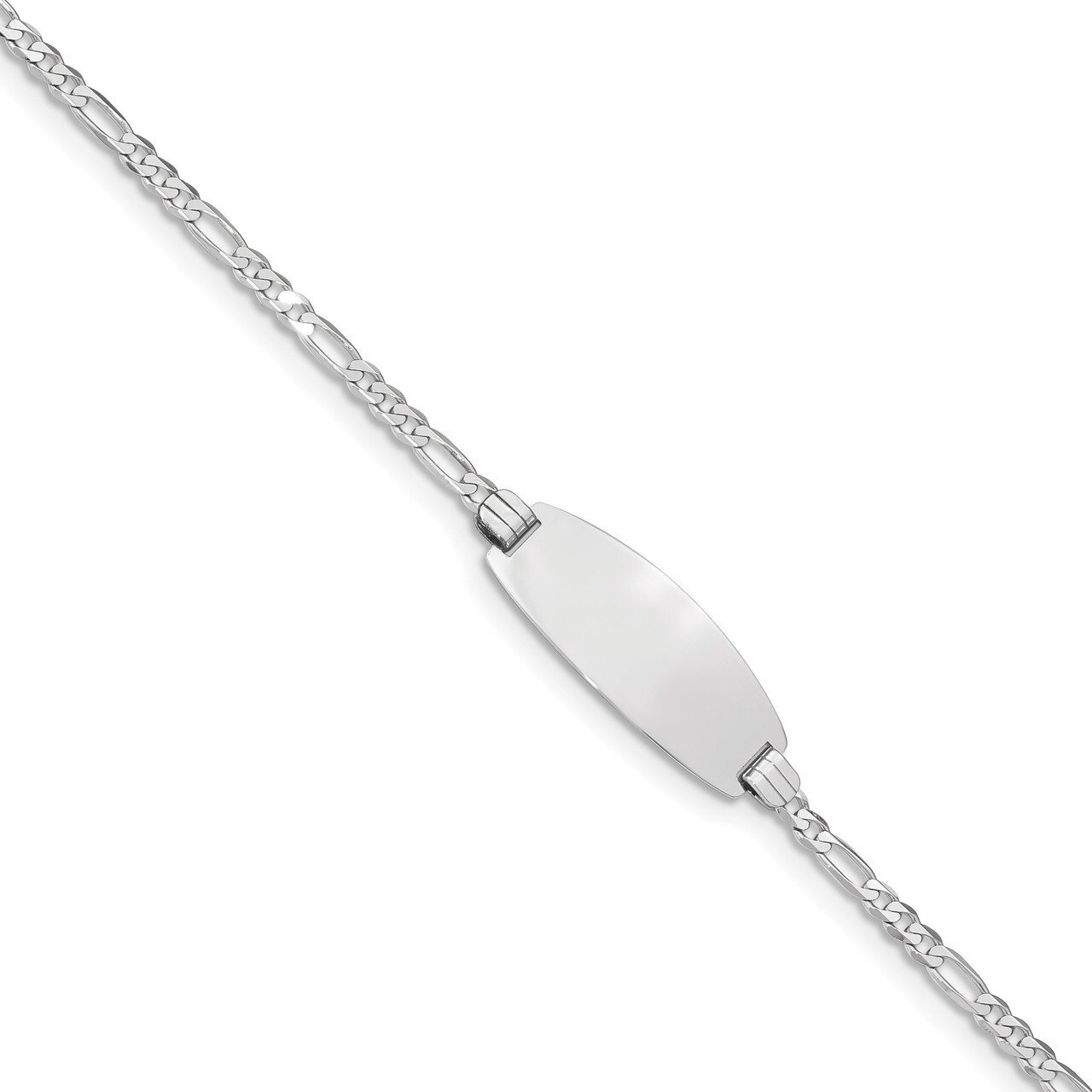 8 Inch Oval ID Figaro Bracelet 14k white Gold LID87W-8