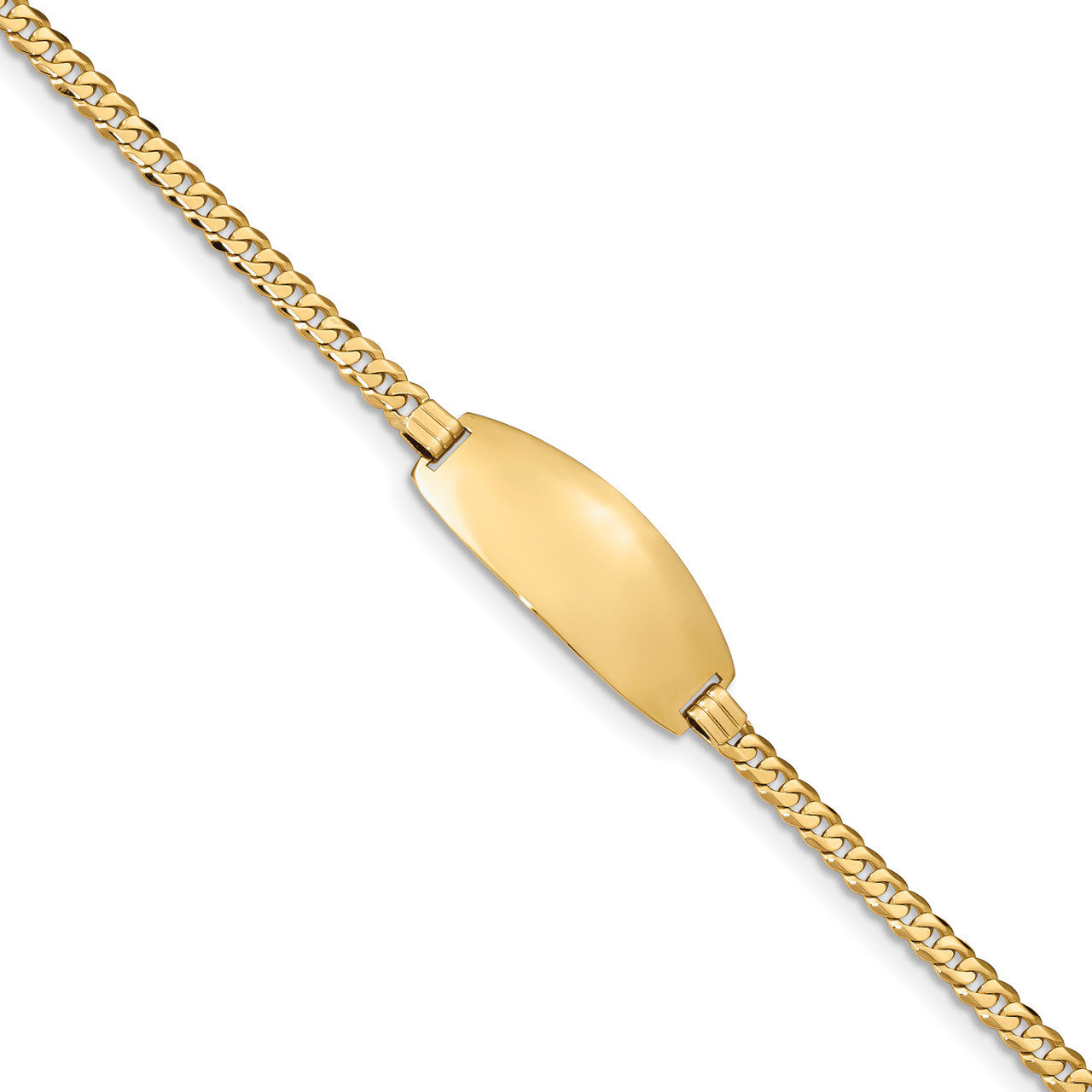8 Inch Oval ID Curb Bracelet 14k Gold LID91-8
