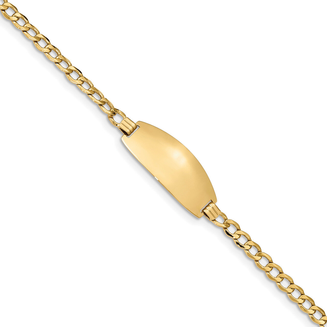8 Inch Oval ID Curb Bracelet 14k Gold LID93-8