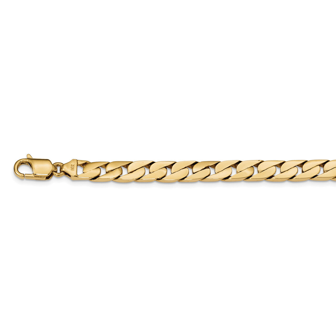 8 Inch 8.00mm Hand-polished Long Link Half Round Curb Chain 14k Gold LK589-8