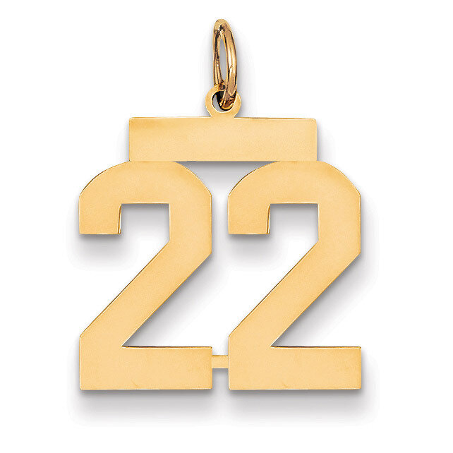 Number 22 Charm 14k Gold Medium Polished LM22