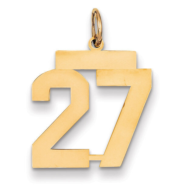 Number 27 Charm 14k Gold Medium Polished LM27