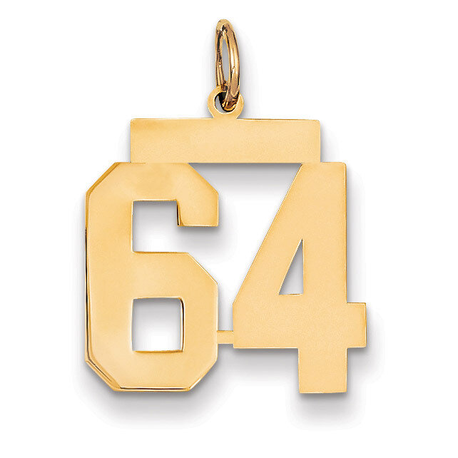 Number 64 Charm 14k Gold Medium Polished LM64, MPN: LM64, 883957135113
