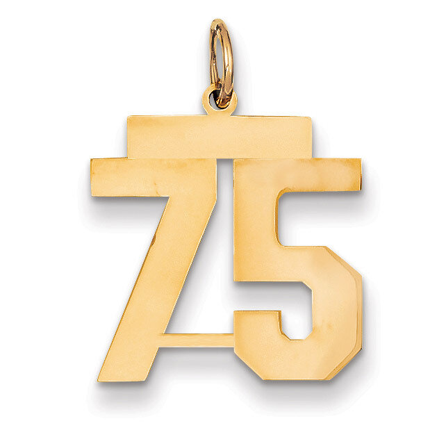 Number 75 Charm 14k Gold Medium Polished LM75