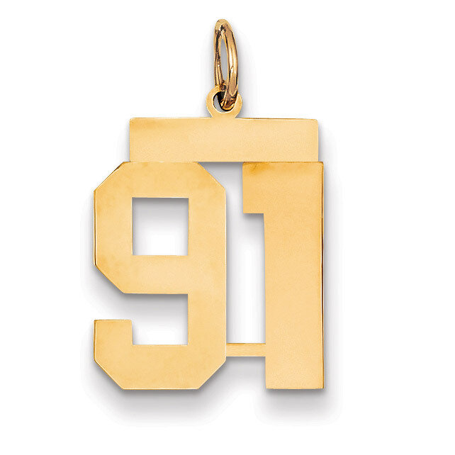 Number 91 Charm 14k Gold Medium Polished LM91, MPN: LM91, 883957138787