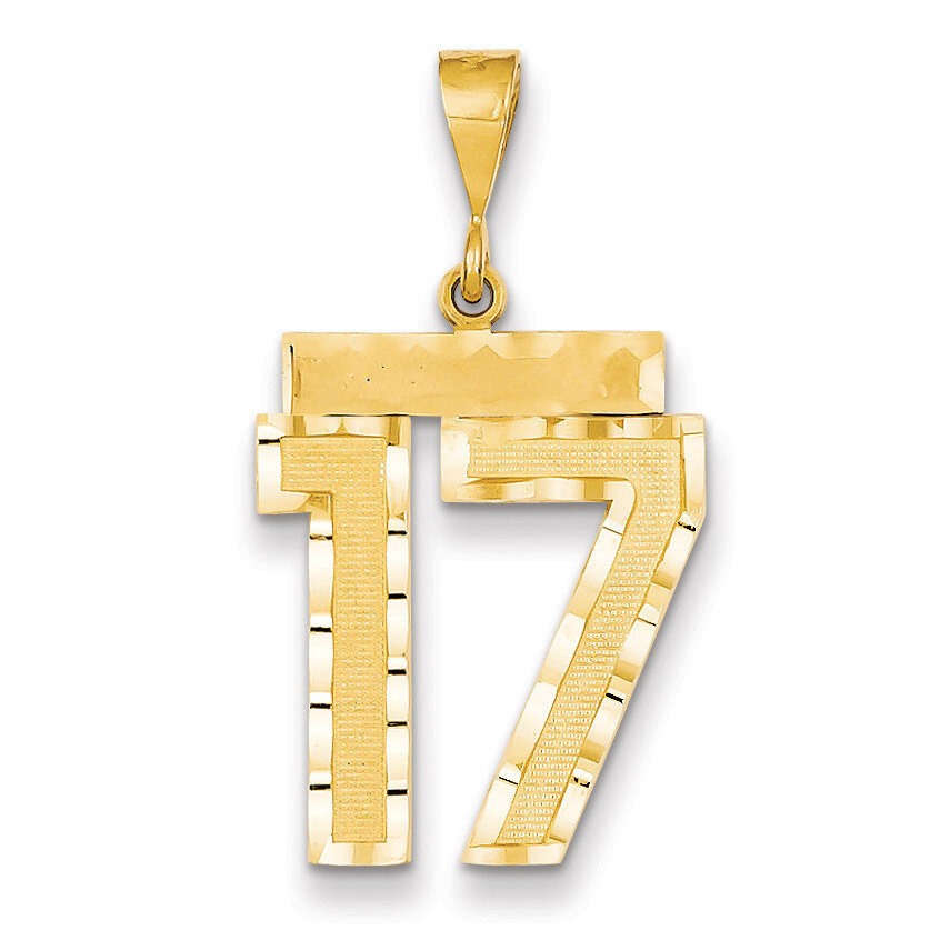 Number 17 Charm 14k Gold Large Diamond-cut LN17, MPN: LN17, 883957122083