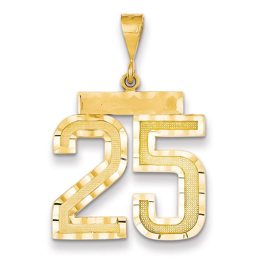 Number 25 Charm 14k Gold Large Diamond-cut LN25, MPN: LN25, 883957122168