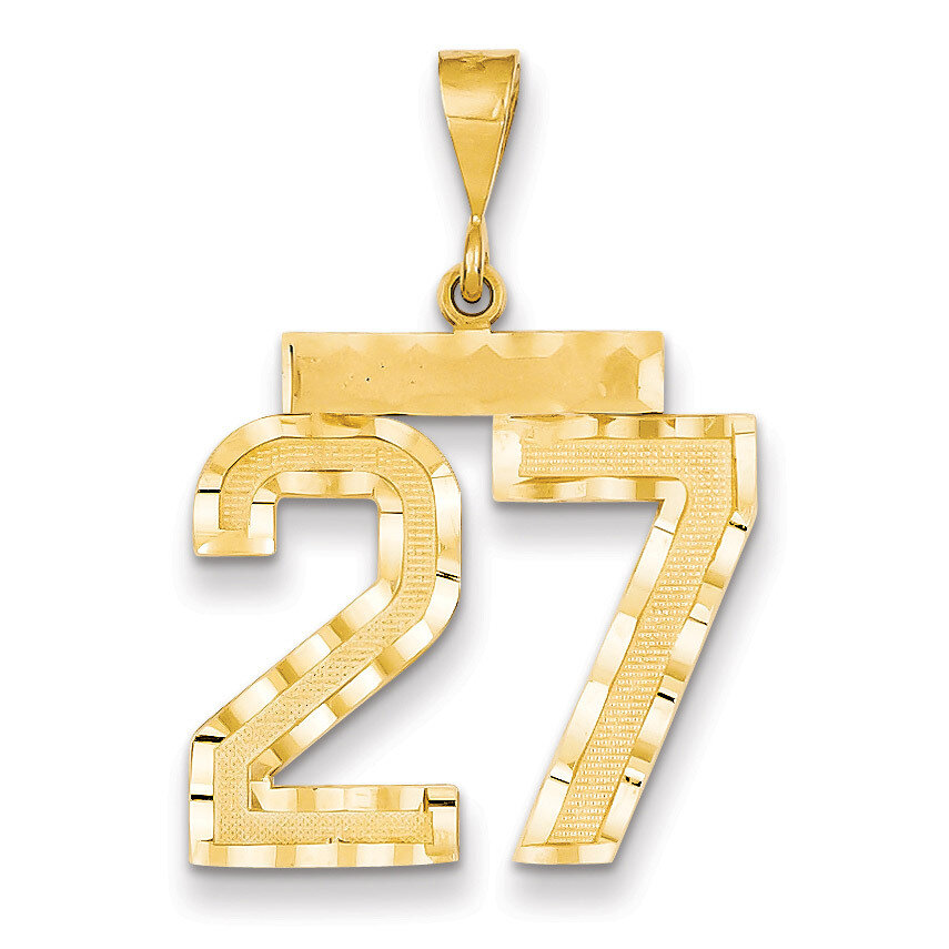 Number 27 Charm 14k Gold Large Diamond-cut LN27