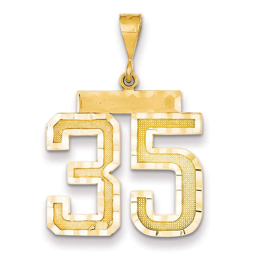Number 35 Charm 14k Gold Large Diamond-cut LN35
