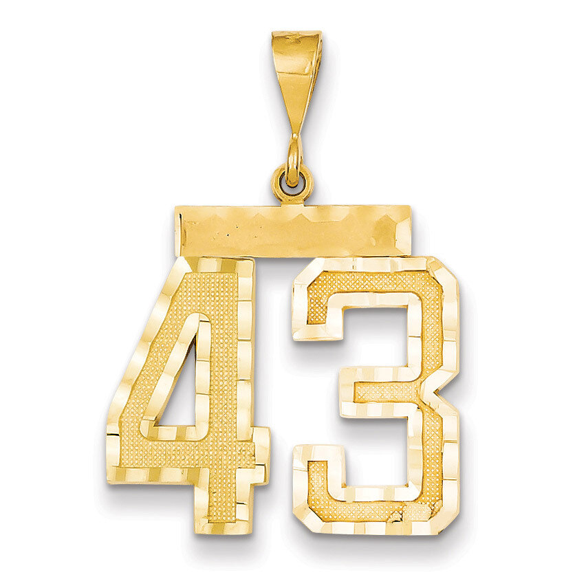 Number 43 Charm 14k Gold Large Diamond-cut LN43, MPN: LN43, 883957122342