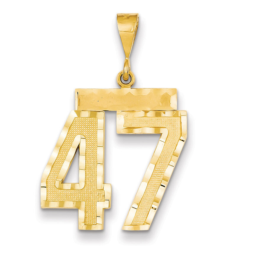 Number 47 Charm 14k Gold Large Diamond-cut LN47
