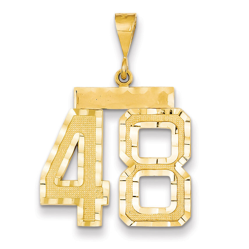 Number 48 Charm 14k Gold Large Diamond-cut LN48