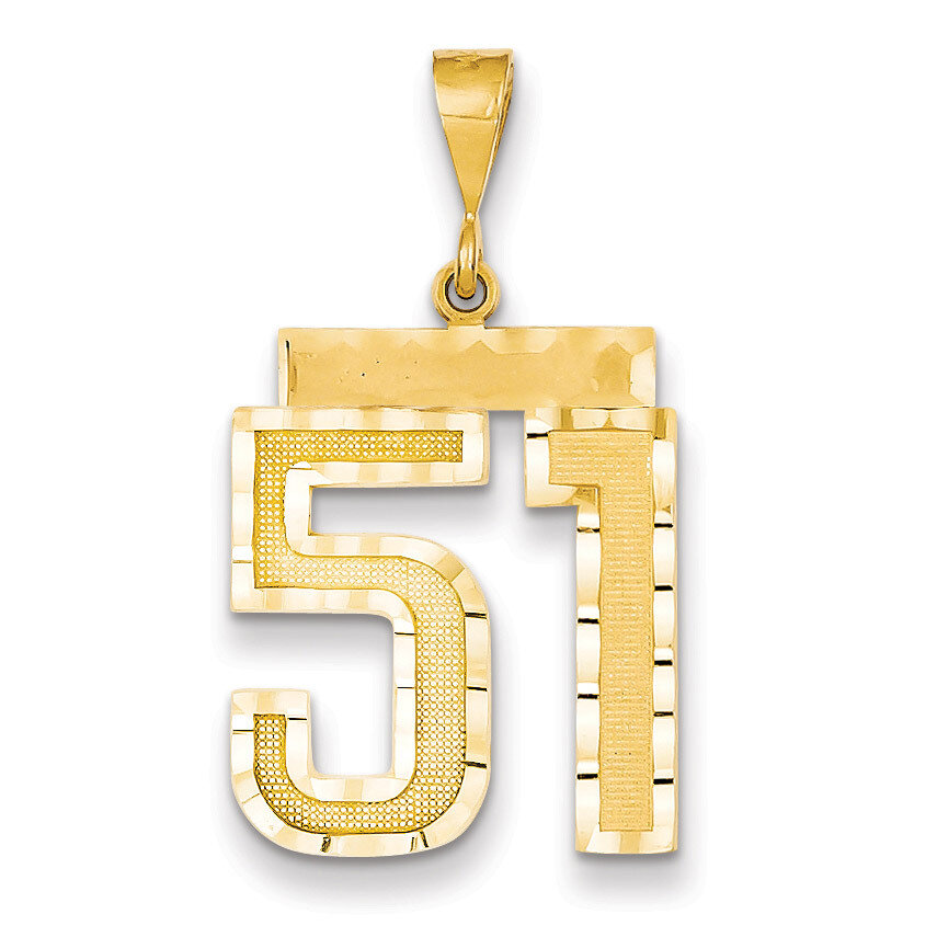 Number 51 Charm 14k Gold Large Diamond-cut LN51, MPN: LN51, 883957122427